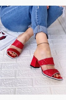 Nuria Red Stitched Slippers 100343317