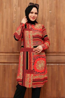 Clothes - Red Hijab Tunic 100340402 - Turkey