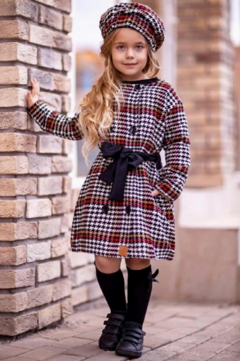 Girl's Coat Button Detailed Crowbar Red Skirt Suit 100326982
