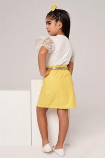 Girl's Yellow Leather Skirt Suit with Pulpette Pocket and Front Zipper 100328270