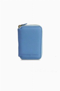 Leather - Zippered Turquoise Leather Mini Wallet 100345329 - Turkey