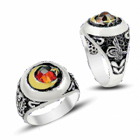 Moon Star Rings - خاتم رجالي من الفضة الإسترليني بتصميم نجمة القمر البيضاوي 100349070 - Turkey