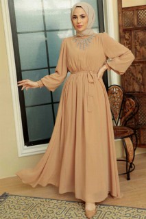 Daily Dress - Biscuit Hijab Dress 100341690 - Turkey