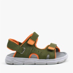 Wisps Genuine Leather Khaki-Orange Kids Sandals 100352450