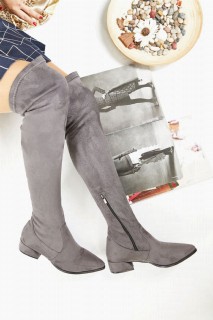 Alive Gray Suede Stretch Boots 100343117