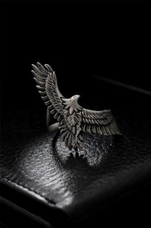 Silver Rings 925 - Adjustable Eagle Model Men's Ring 100319617 - Turkey