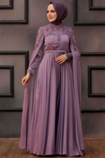 Wedding & Evening - Lila Hijab Abendkleid 100338021 - Turkey