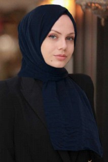 Woman Hijab & Scarf - Navy Blue Hijab Shawl 100336992 - Turkey