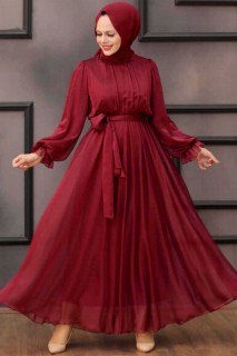 Claret Red Hijab Dress 100337868