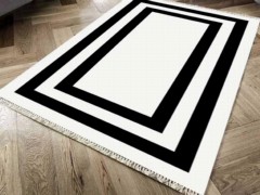 Carpet - Non-Slip Base Digital Print Velvet Carpet Geometric White 180x280 cm 100260359 - Turkey