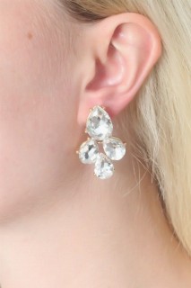 jewelry - White Crystal Stone Women's Earrings 100327965 - Turkey