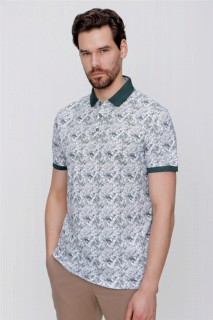 T-Shirt - Men's Khaki Polo Collar Printed Dynamic Fit Comfortable T-Shirt 100350728 - Turkey