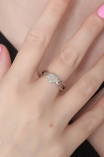Rings - Silver Color Heart Figure Women Ring 100328014 - Turkey