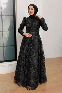 Wedding & Evening - Robe de soirée hijab noire 100341041 - Turkey