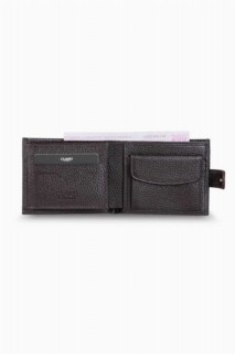 Horizontal Brown Genuine Leather Men's Wallet with Flip 100346286