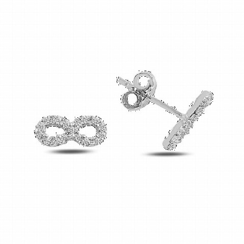 Jewelry & Watches - Zircon Stone Infinity Model Silver Earrings 100347108 - Turkey