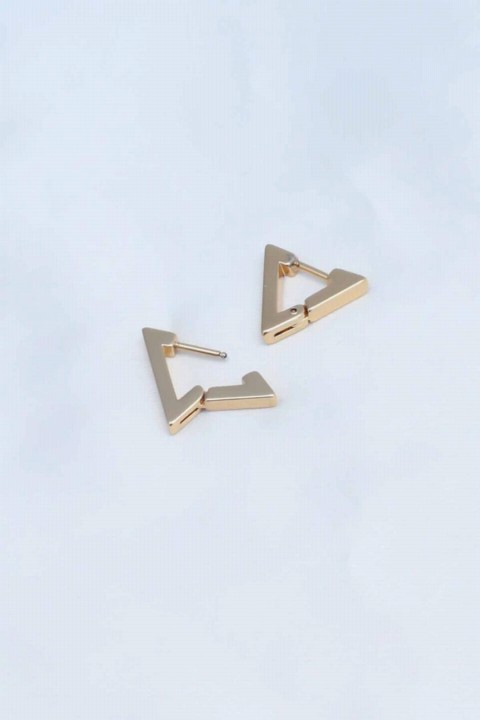 Earrings - Triangle Gold Color Steel Women Necklace 100327452 - Turkey