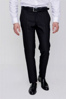 Men's Black Basic Straight Slim Fit Slim Fit Trousers 100350738