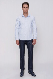 Men's Blue Saldera Slim Fit Slim Fit Straight Long Sleeve Shirt 100350882