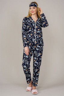 Pajamas - Women's Front Buttoned Floral Patterned Pajamas Set 100325435 - Turkey