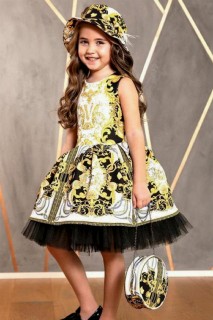 Girl Clothing - Girl's Hat and Bag Gold Black Fluffy Tulle Dress 100328480 - Turkey