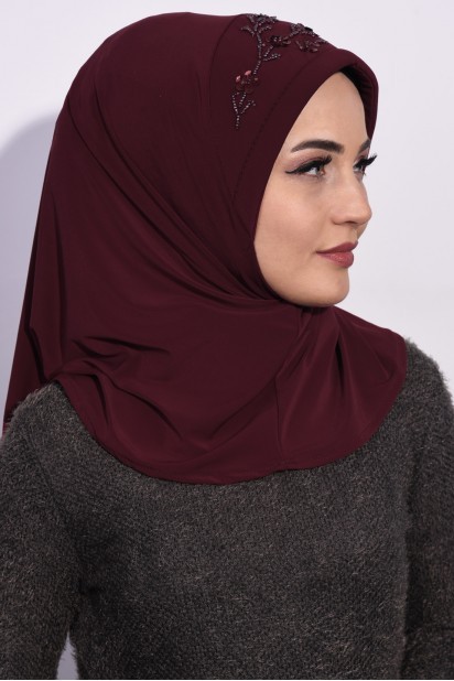 Practical Sequin Hijab Claret Red 100285498