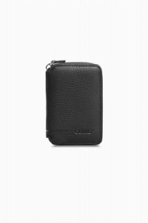 Wallet - Zipper Black Leather Mini Wallet 100345184 - Turkey