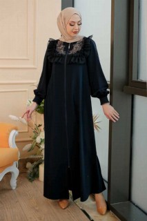 Daily Dress - Navy Blue Hijab Turkish Abaya 100339635 - Turkey