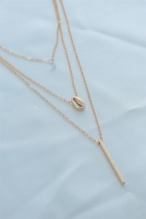 Necklaces - Gold Color Shell Figure Extension Detail Multiple Women's Necklace 100327912 - Turkey