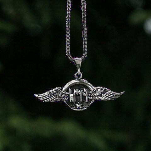 Necklace - Gokturk Turkish Wing Motif Sterling Silver Necklace 100348277 - Turkey