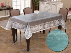 Square Table Cover - Knitted Board Patterned Chimney Table Delicate Turquoise 100259253 - Turkey