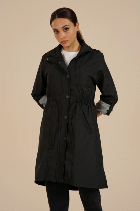 Woman Clothing - معطف واق من المطر مزين بحبل نسائي 100342757 - Turkey