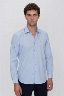 Top Wear - Men's Blue Basic Pocketless Regular Fit Comfy Cut Shirt 100351034 - Turkey