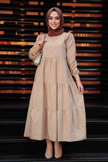 Daily Dress - Beige Hijab Dress 100341741 - Turkey