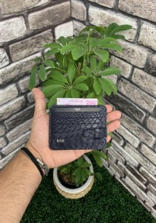 Wallet - Diga Horizontal Navy Blue Croco Print Leather Card Holder / Business Card Holder 100345926 - Turkey