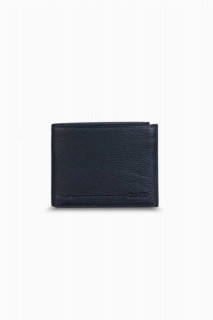 Wallet - Navy Blue Horizontal Leather Men's Wallet 100346290 - Turkey