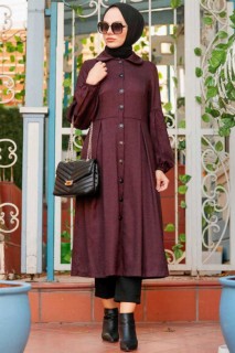 Coat - Manteau Hijab Cerise 100300325 - Turkey