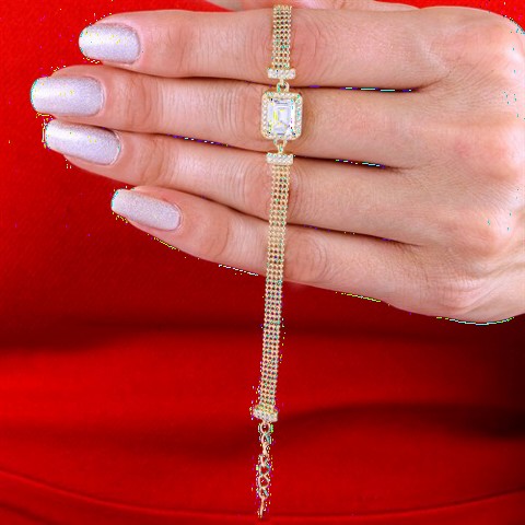 jewelry - Baguette Stone Detailed Women's Silver Bracelet 100349647 - Turkey