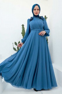 Evening & Party Dresses - فستان سهرة حجاب أزرق 100339563 - Turkey