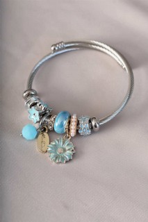 Blue Colored Daisy Figured Charm Bracelet 100326575