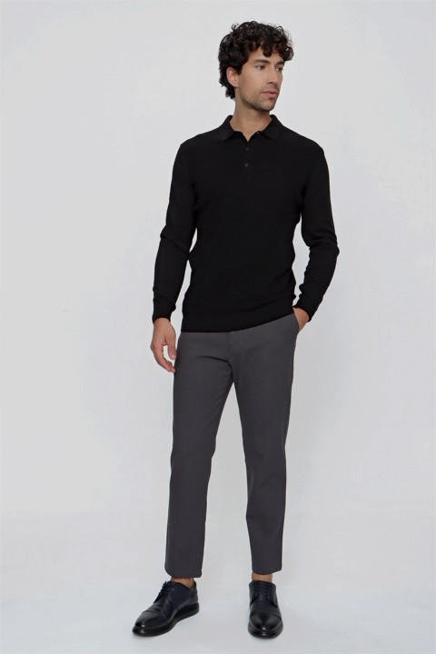Men's Gray Dynamic Fit Casual Side Pocket Cotton Linen Trousers 100350947
