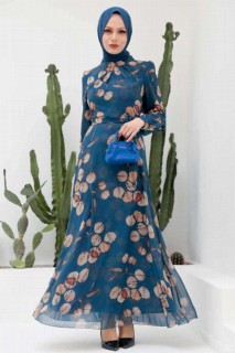 Clothes - Robe Hijab Bleu Indigo 100337601 - Turkey