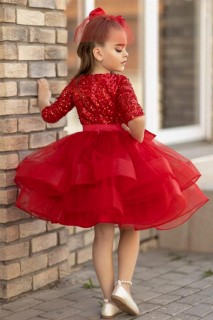 Girls' Half Sleeve Skirt Fluffy Tulle Pulpette Red Evening Dress 100328472