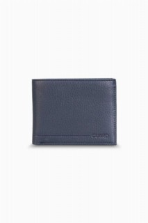 Wallet - Coin Purse Navy Blue Leather Horizontal Men's Wallet 100346300 - Turkey
