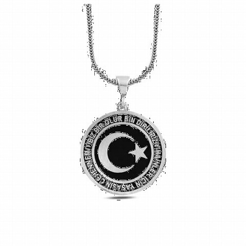 Moon Star We Die One Thousand We Resurrect Embroidered Silver Necklace 100346599