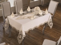 Table Cover Set - French Guipure Elite Tischdecken-Set 18-teilig Ecru Gold 100259634 - Turkey