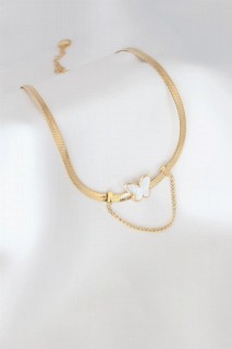 jewelry - White Butterfly Figure Gold Color Steel Italian Chain Women Necklace 100327720 - Turkey