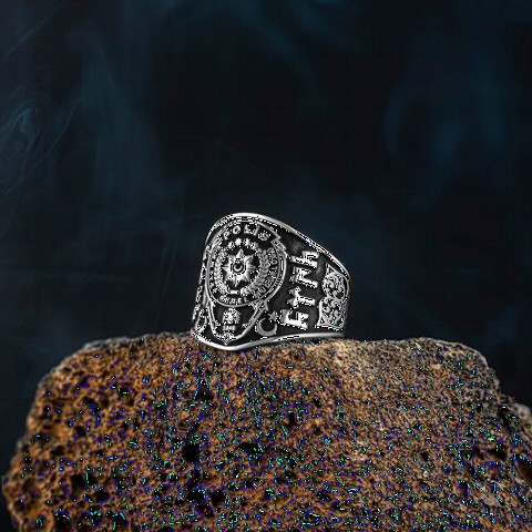 Silver Rings 925 - خاتم رجالي من بوليس كرست بتصميم تركي فضي 100348866 - Turkey