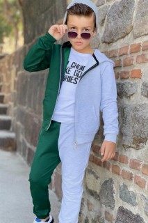 Boys Bad Choices Written Berets Green-Grey Tracksuit Suit 100326888