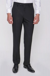 Men Clothing - Men's Black Basic Dynamic Fit Comfortable Cut Fabric Trousers 100351300 - Turkey